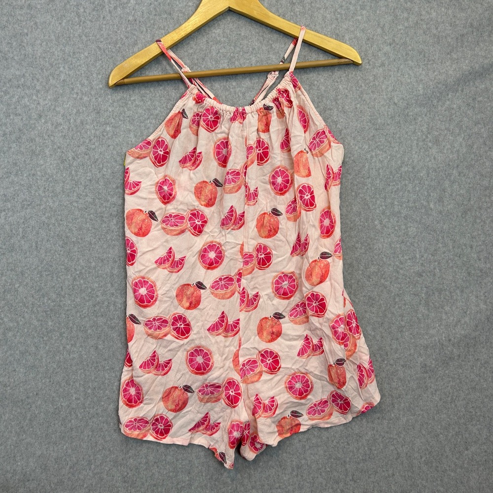 Wildfox Romper Pink Citrus Grapefruit Fruit Print Summer Festival Vacation XS?